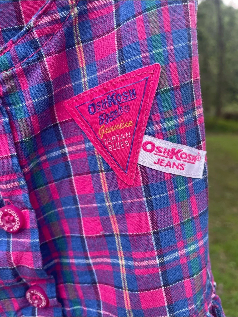 VTG 90’s Made in USA 🇺🇸 HTF! OshKosh B'gosh Pink & Blue Plaid Sleeveless Dress